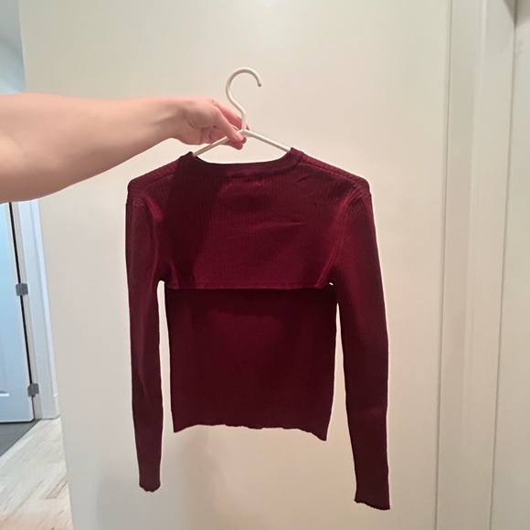 Burgundy Ribbed Long Sleeve Top - Picture 7 of 7